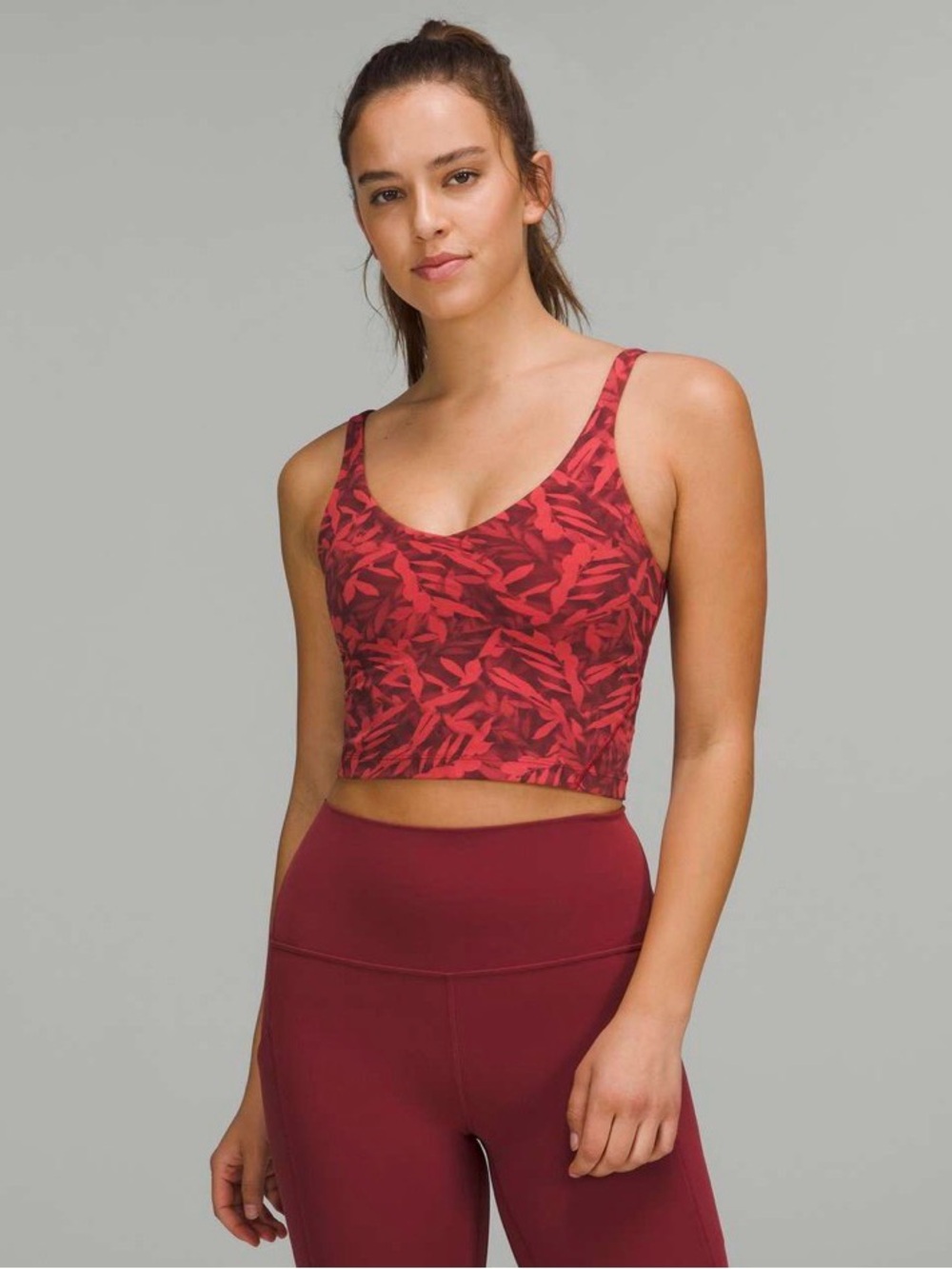 Lululemon Align Nulu Cropped Tank Top with Built-In Bra - Red Leaf Fireside